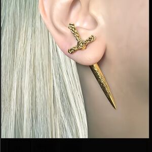 Gold Cross Spike Earring